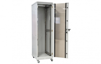 Шкаф телекоммуникационный напольный 19",24U(600x600), ШТ-НП-24U-600-600-С, передняя дверь стекло ССД