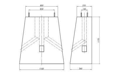 Фундамент телекоммуникационного шкафа 630х150мм