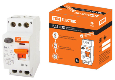 УЗО ВД1-63S 2Р 80А 100мА TDM