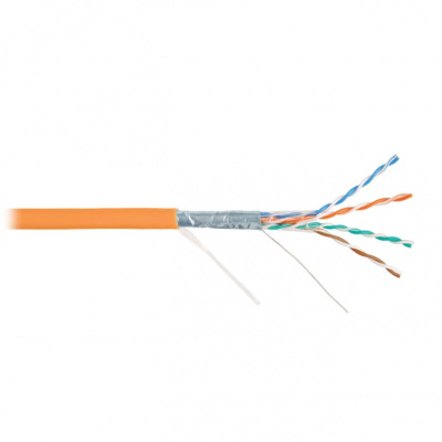 Кабель F/UTP 4 пары, Кат.5e, медь, 24AWG, внутренний, LSZH нг(А)-HFLTx, оранжевый, 305м NIKOLAN NKL 4200C-OR