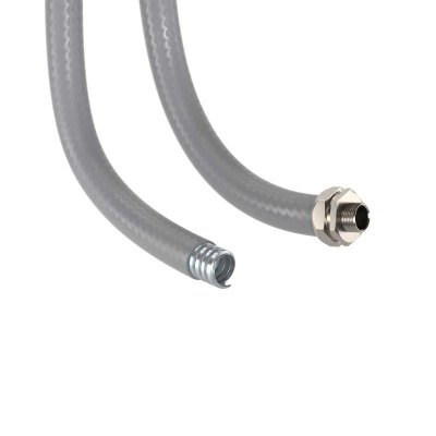 Металлорукав в ПВХ изоляции гладкой DN 12мм Dвн.=12мм Dнар.=18мм без протяжки сер. (уп.50м) DKC 6070R-12