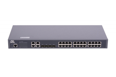 Управляемый коммутатор L2 GIGALINK GL-SW-F201-28, 24xBase-T 10/100Mb/s портов, 4xCombo TX/SFP 1000Mb/s, 1U, 220V