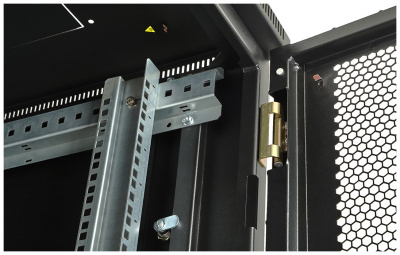 Шкаф телекоммуникационный напольный 19", 24U(600x600), ШТ-НП-М-24U-600-600-П-Ч, передняя дверь перфорация, черный ССД