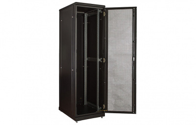 Шкаф телекоммуникационный напольный 19", 24U(600x600), ШТ-НП-М-24U-600-600-П-Ч, передняя дверь перфорация, черный ССД