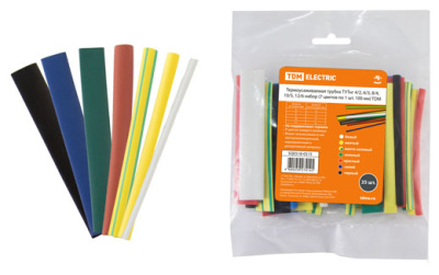 Термоусаживаемая трубка ТУТнг 4/2, 6/3, 8/4, 10/5, 12/6 набор (7 цветов по 1 шт. 100мм) TDM