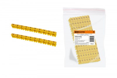 Маркер наборный - символ 4 желтый 2,5 мм2 (150 шт.) TDM