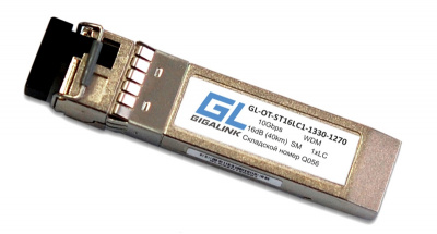 Модуль SFP+ WDM GIGALINK GL-OT-ST16LC1-1270-1330, 10Гбит/с, SM, LC, 16 дБ, до 40 км, DDM