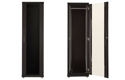 Шкаф телекоммуникационный напольный 19", 33U(600x800), ШТ-НП-М-33U-600-800-С-Ч, передняя дверь стекло, черный ССД