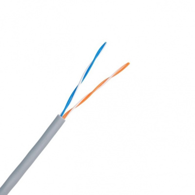 Кабель NETLAN U/UTP 2 пары, Кат.5, омедненный, 24AWG, внутренний, серый, 305м CCA-UU002-5-PVC-GY