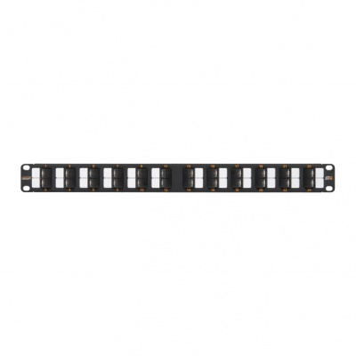 Коммутационная панель 19", 1U, 24 угловых порта, Кат.6, RJ45/8P8C, 110/KRONE, T568A/B, NMC-RP24UE2-AN-1U-BK