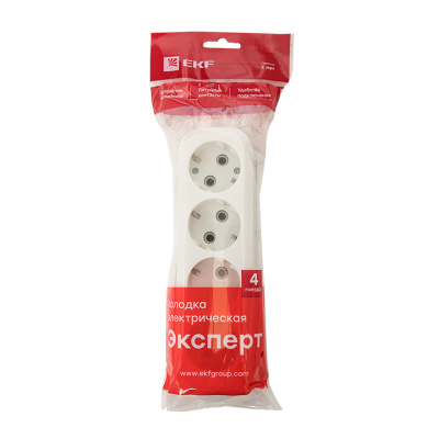 Колодка 4 гн, 16А 3,5кВт с/з Эксперт EKF PROxima
